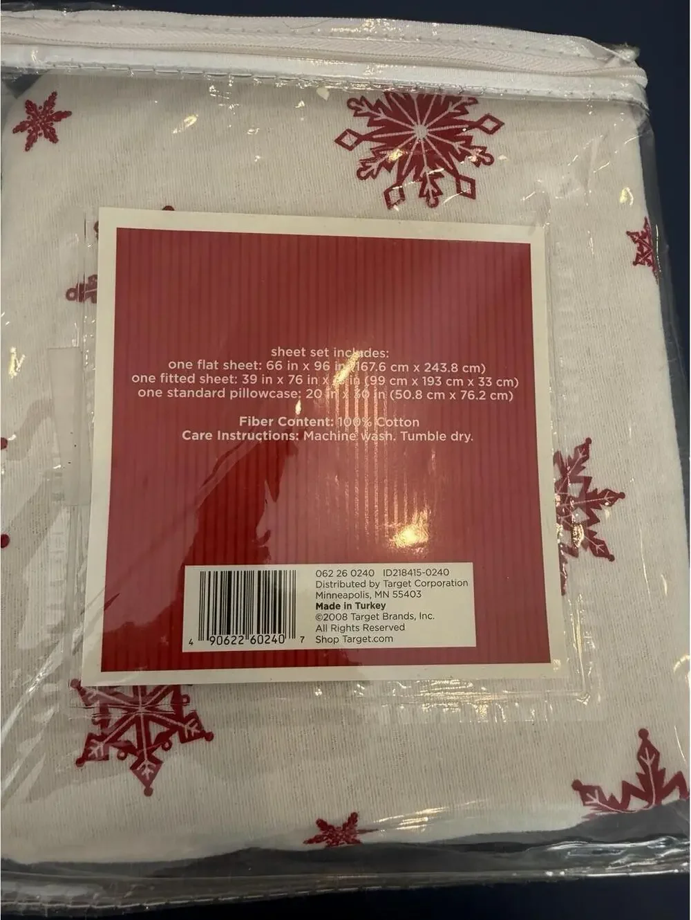 Target Brands 2008 Twin Flannel Sheet Set Snowflakes  NIB